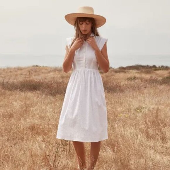 Christy Dawn Piper Shirt Dress "Ivory Seersucker" white Small S 2 4 - Picture 1 of 4